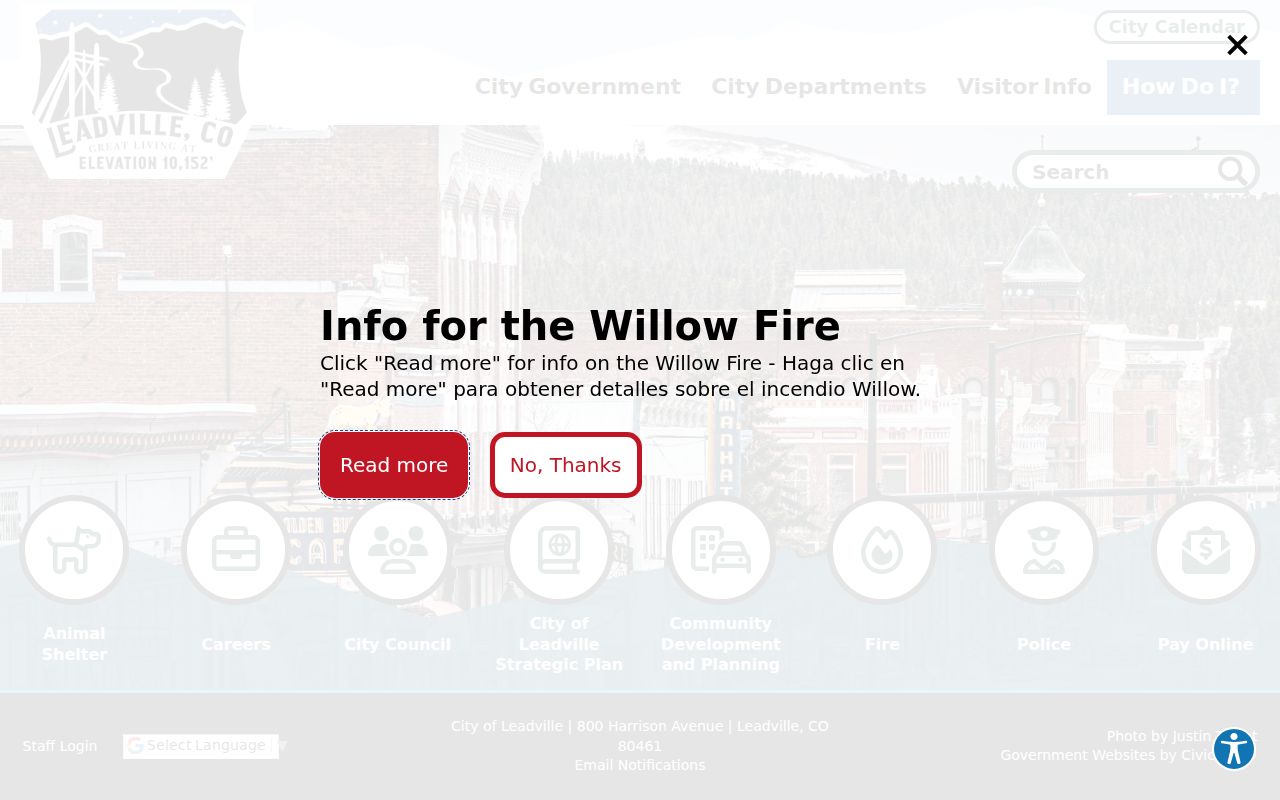 Official City of Leadville homepage and City Hall information